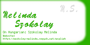 melinda szokolay business card